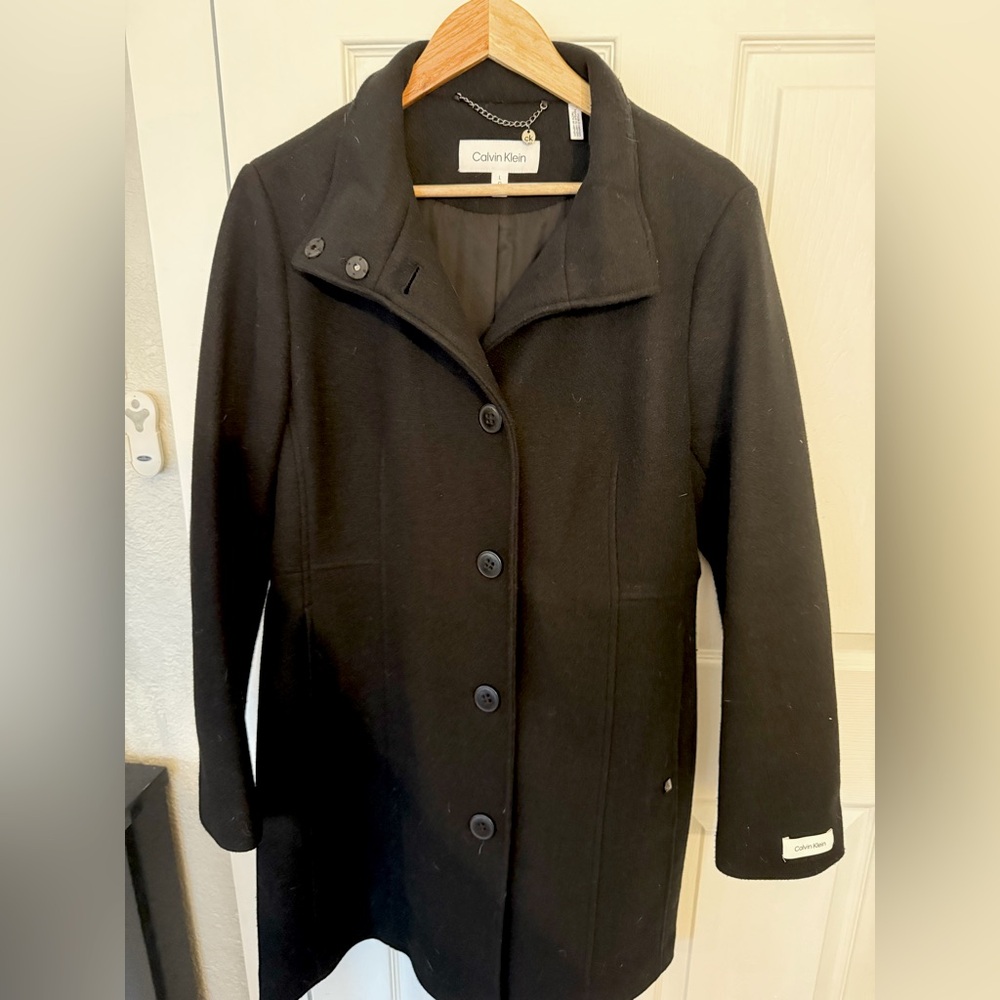 Calvin Klein Black Pea Coat (Large)